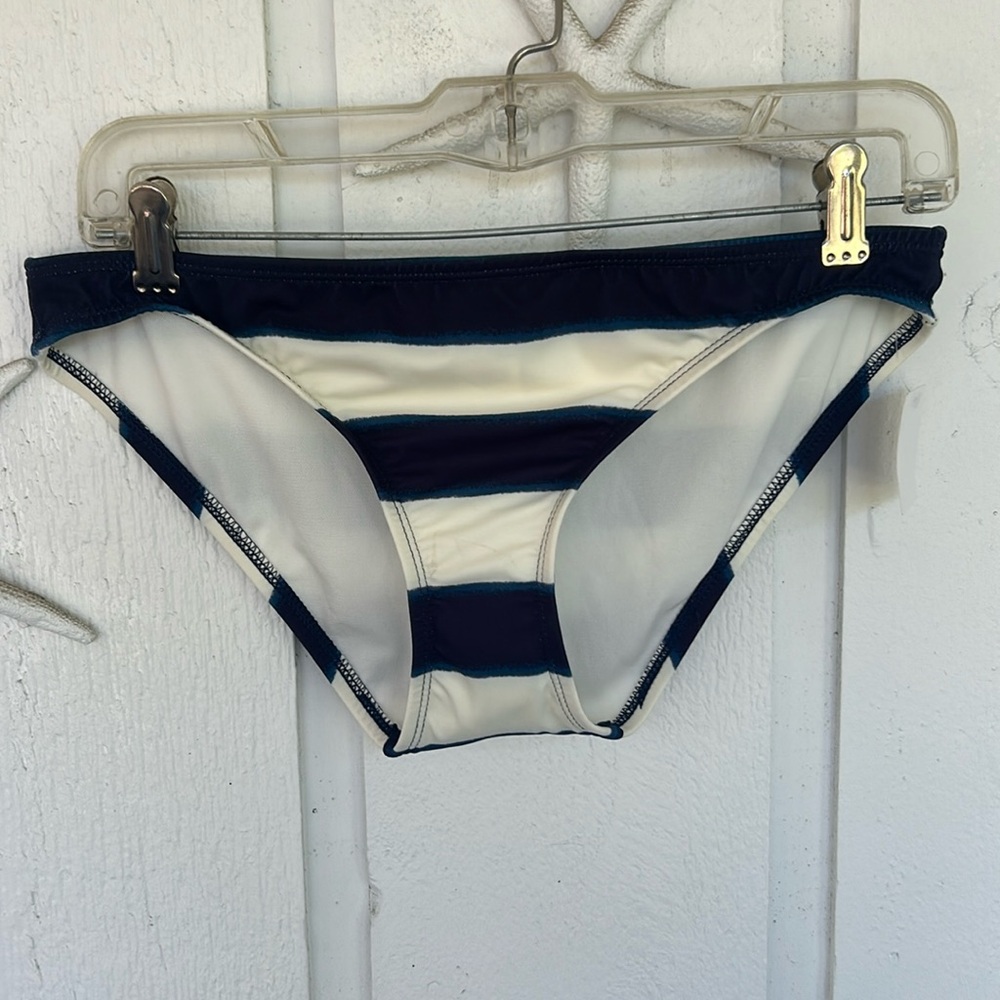NWT Kate Spade New York Bikini Swim Bottom Navy Blazer Blue Awning Stripe Medium